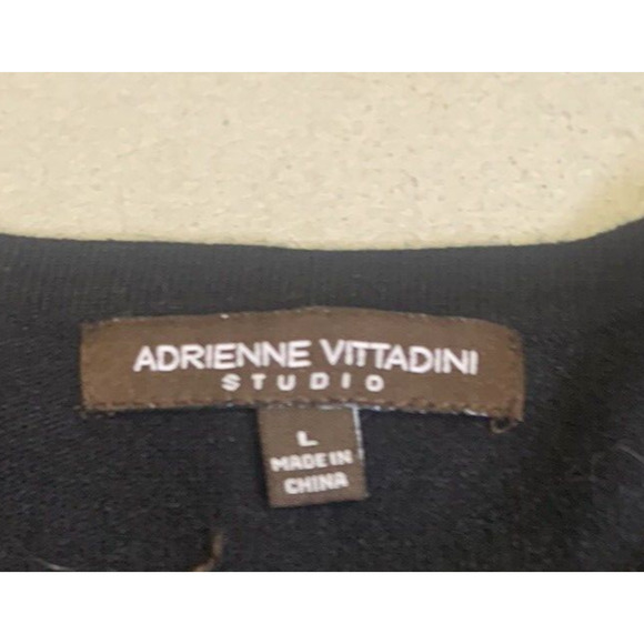 Adrienne Vittadini Sweater Womens Large Black Ruffled Neck 3/4 Sleeve Pullover - Picture 8 of 13